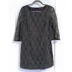 Birds of North America Lace Overlay Dress in Grey